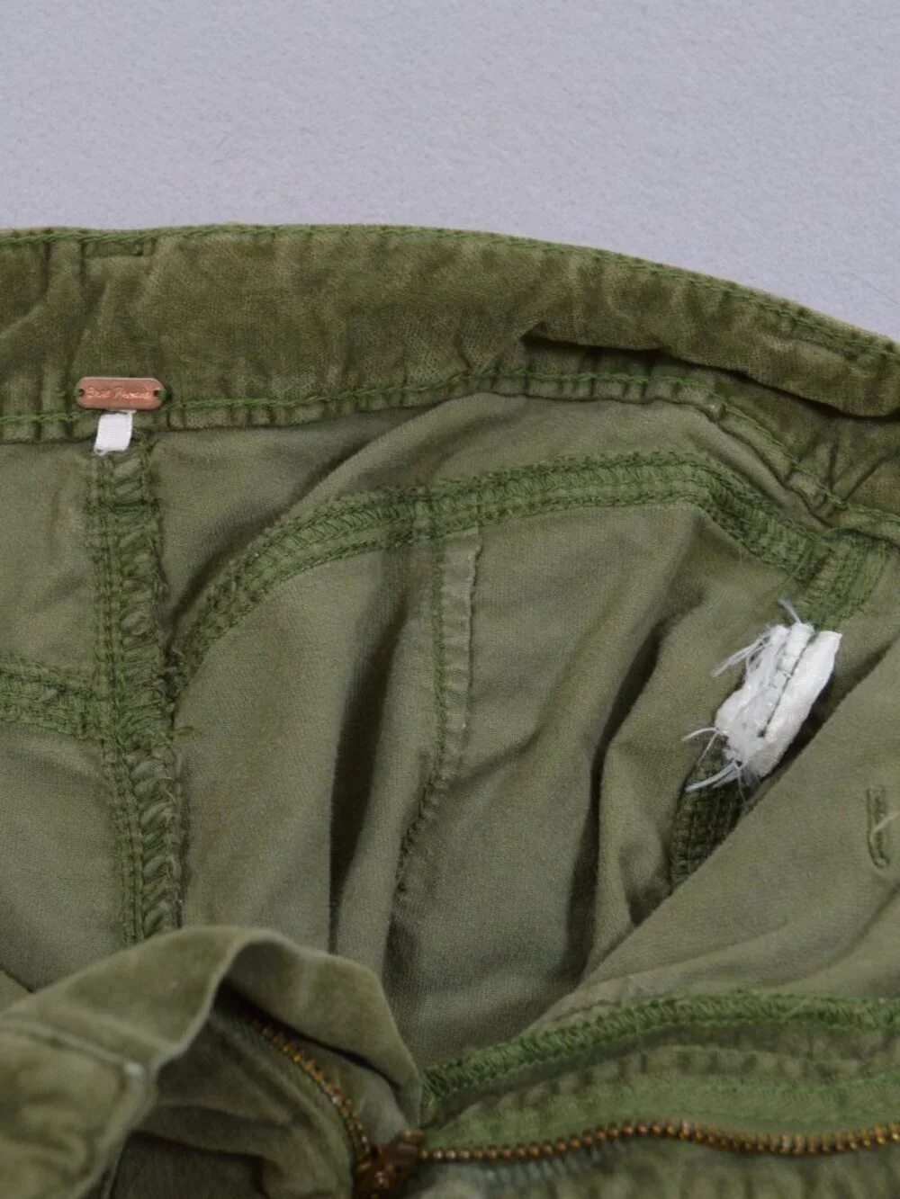 🌿 Free People Olive Corduroy Pants XS Boho Vintage Wash
